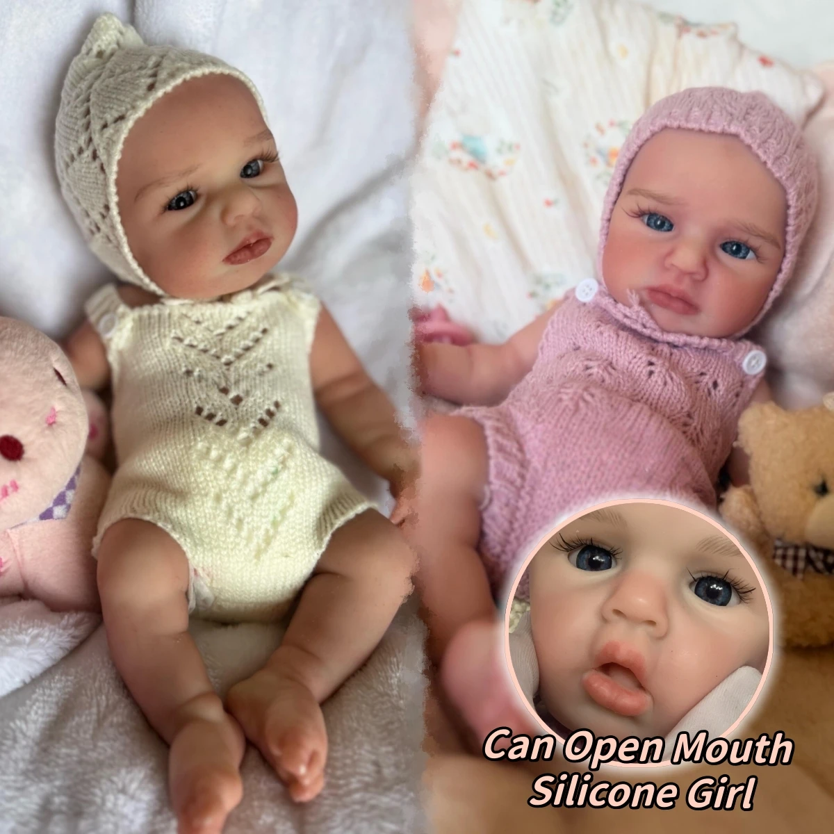 

1pc 13" Open Mouth Loulou Silicone Doll for Children Soft Solid Newborn Baby Girl Gift Cute Art Bebe for Birthday Party Decor