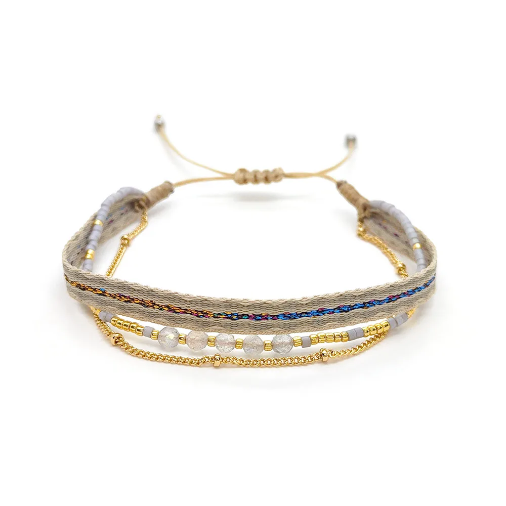 KKBEAD Damen Boho Mehrschichtiges Stoffarmband Geschenk Kolumbien Schmuck Stoff Pulseras Femme Freundschaftsschmuck – Detail 7