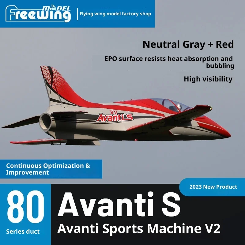 Freewing 80mm Avanti Sport Aircraft V2 Version Electric Ducted Jet Assembled Fixed Wing Model Painted In Gold And Red