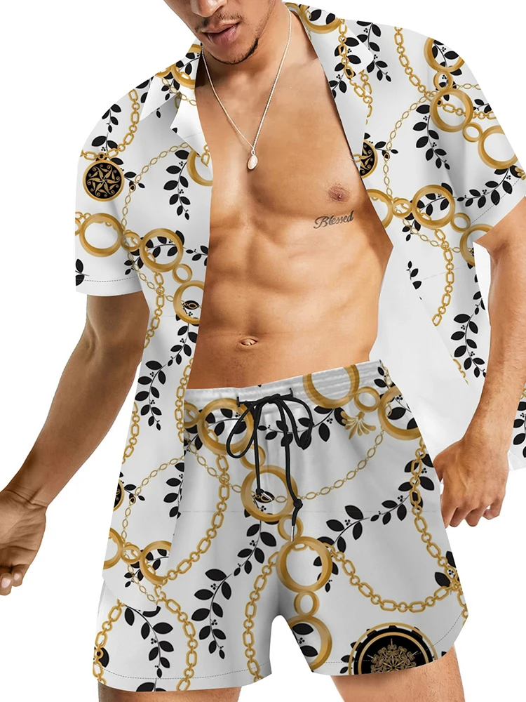 Camiseta Hawaiana de manga corta para hombre, traje de playa informal, estampado 3D de árbol de coco, conjunto de 2 piezas