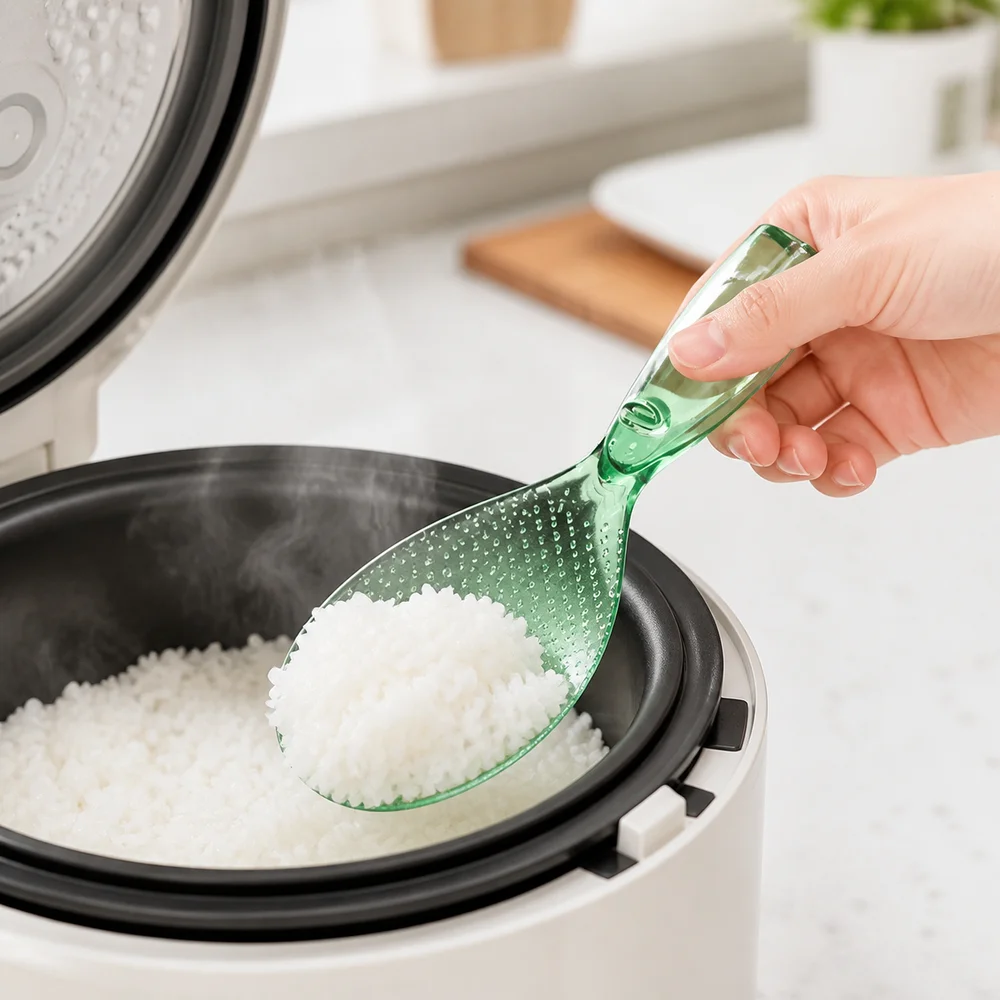 New Plastic Rice Paddle Heat Resistant Nonstick Surface Rice Serving Spoon Textured Thickened Rice Spoon Kitchen Serving