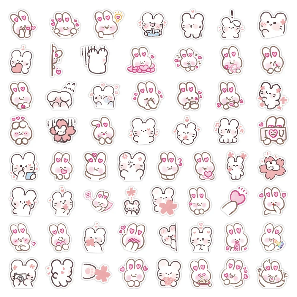 10/30/50pcs Ins Cute Bunny Kawaii Sticker For Toys Luggage Water Cup DIY Skateboard Guitar Helmet Refrigerator NotebookWholesale