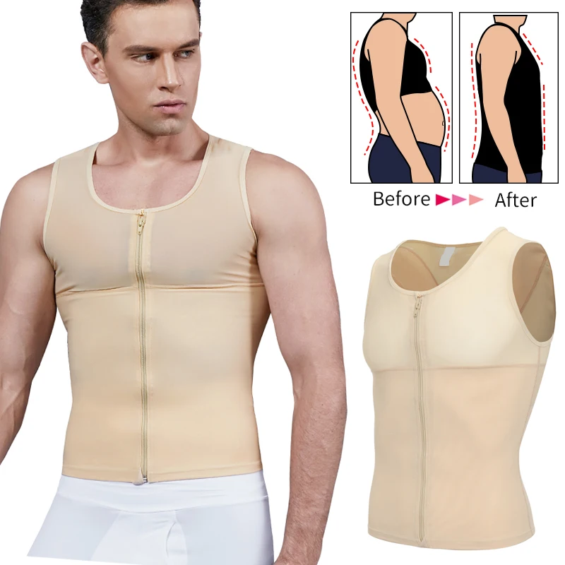 Moldeador de Cuerpo Adelgazante para hombre, camisas de compresión de ginecomastia, ropa moldeadora de Control de barriga, entrenador de cintura,