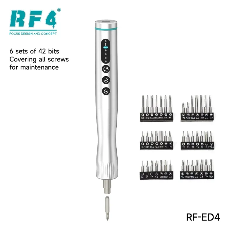 RF4 RF-ED4 Electric Screwdriver Set Adjustable Recharging Precision Screwdriver with 42 Bit for Mobile Phones Disassembly Tools