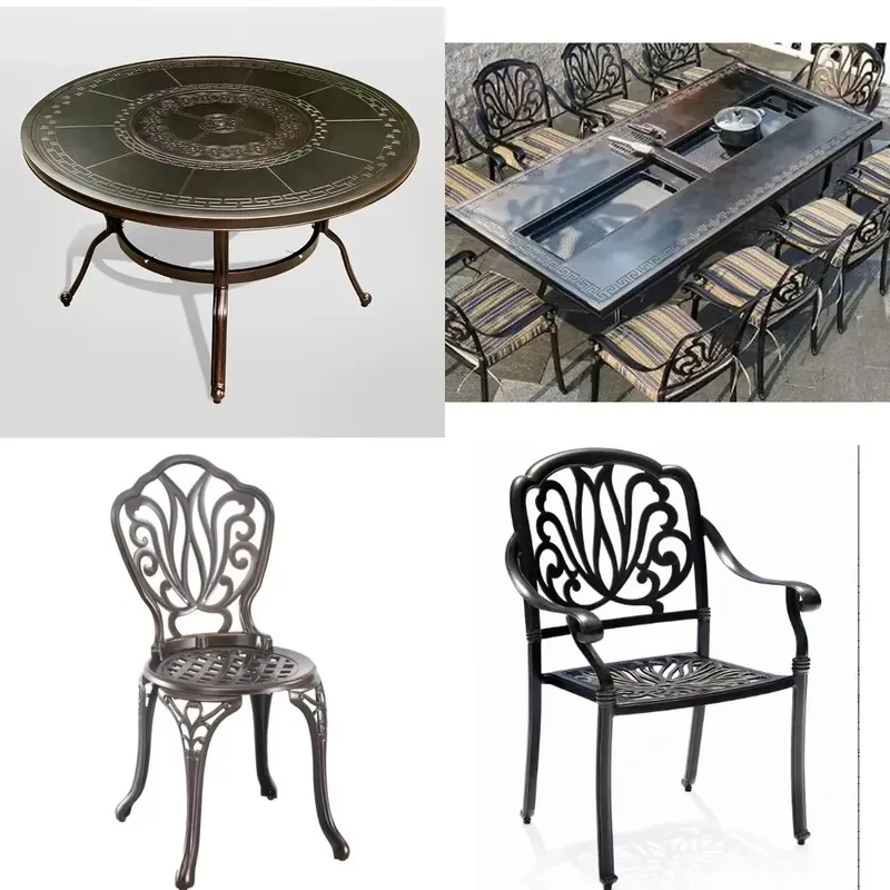 Smoke Free Outdoor Restaurant Set Cast Aluminum Patio Furniture Korean Barbecue Tables And Chairs
