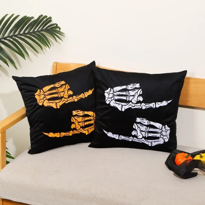 توهج الظلام هالوين وسادة غطاء المطرزة مضيئة كيس وسادة جاك يا فانوس ديكور هدية حفلة المنزل مخيف مخيف متوهجة #4