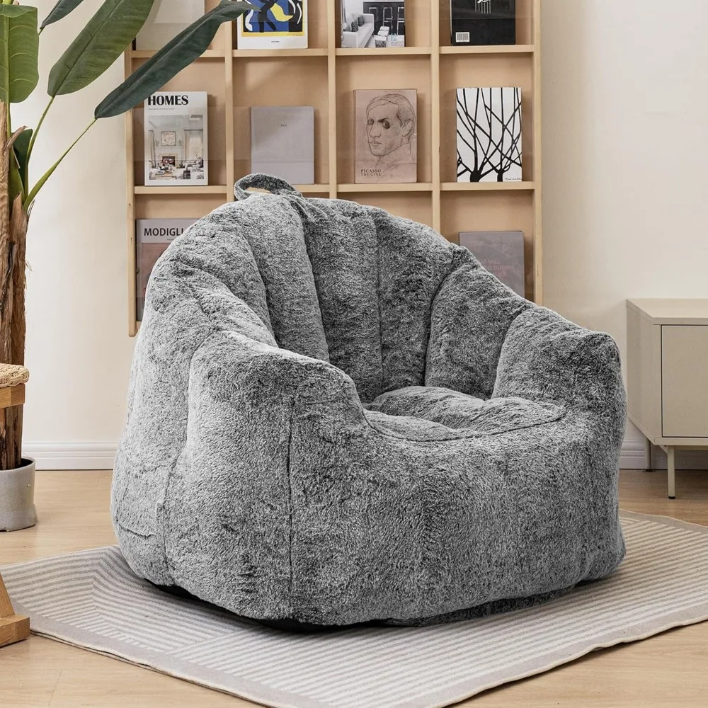 Bean Bag Chair Stuffed Bean Bag Couch with Filler Large Living Room Bean Bag Lazy Chair for Adults with Handle Design Armrests