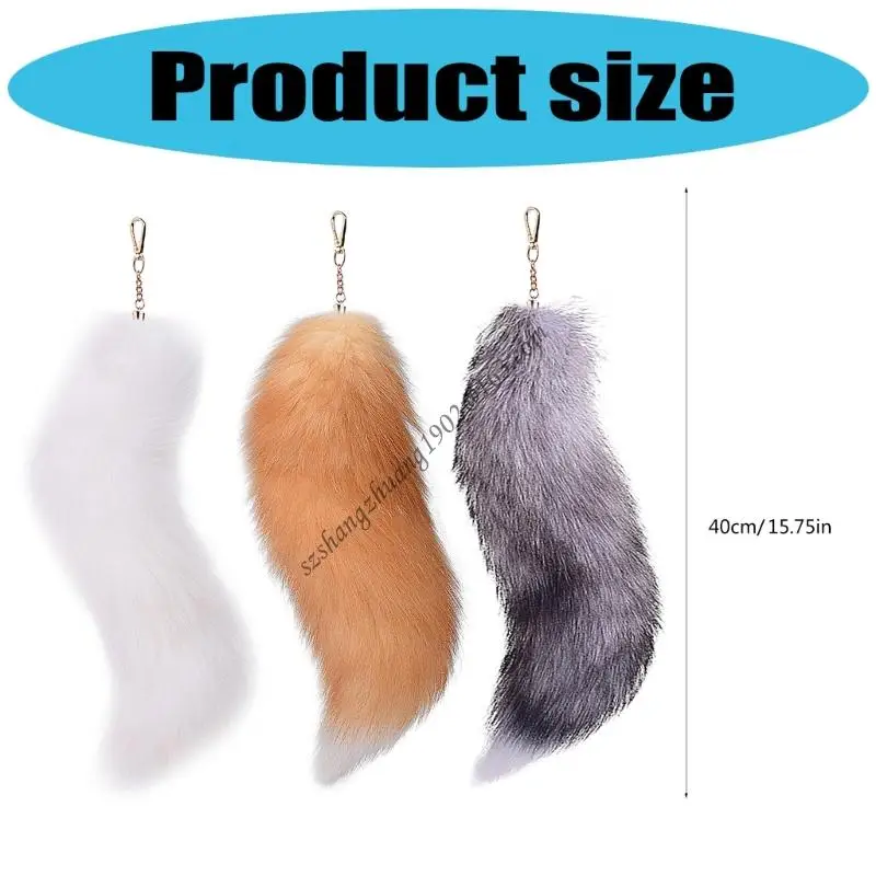 مجموعة Q6RB من 3 Foxes Tail Rings Soft Halloween Bag Bag سحر Keyring Cosplay Assplay