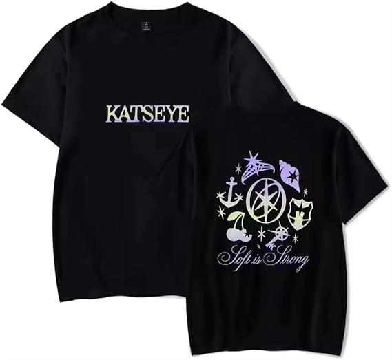 Katseye Soft Is Strong T-Shirt 2026 New Unisex Cotton Fabric Tee Double Sided Kpop Girl Group Symbol Graphic Print Short Tops