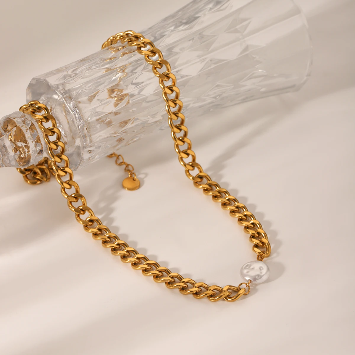 

Stainless Steel Necklace Luxury Jewelry Women Dainty Cuban Chain French Elegant Waterproof Charm Texture For Metal Jewelry