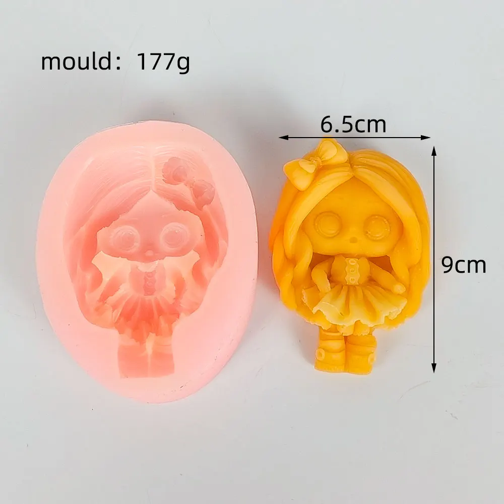 2D Little Girl Cute Shape Silicone Mold Cake Candle Soap Plaster Mould DIY Aroma Household Decoration Craft Tools 4