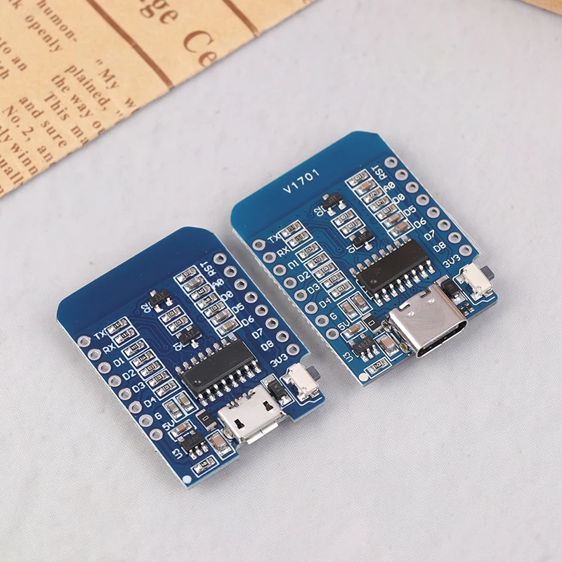 D1 Mini TYPE-C/Micro Esp8266 ESP-12F Ch 340G Mini Wifi Ontwikkeling Board 3.3V Met Pinnen