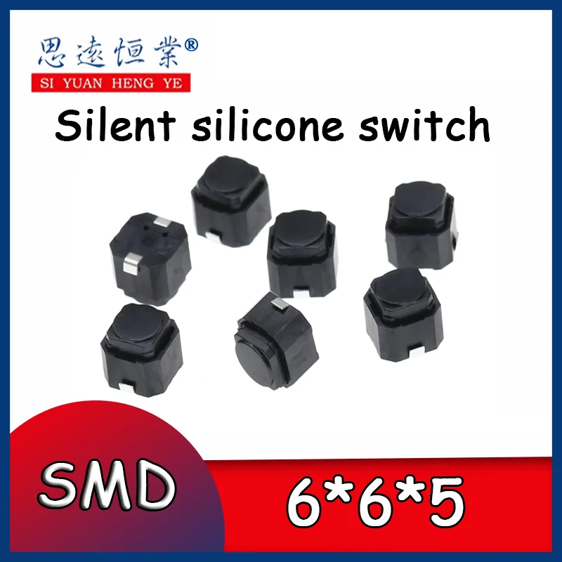 Tact Switch 6*6*5 mm Mute switch Silicone Keypad Push Button Switch 6X6X5 MM 2Pins Silent switches