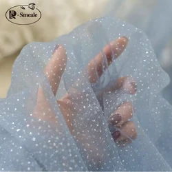 5Meters/lot Shiny Fine Powder Tulle Fabric Silver Fine Powder Veil Wedding Background Yarn Tulle Fabric