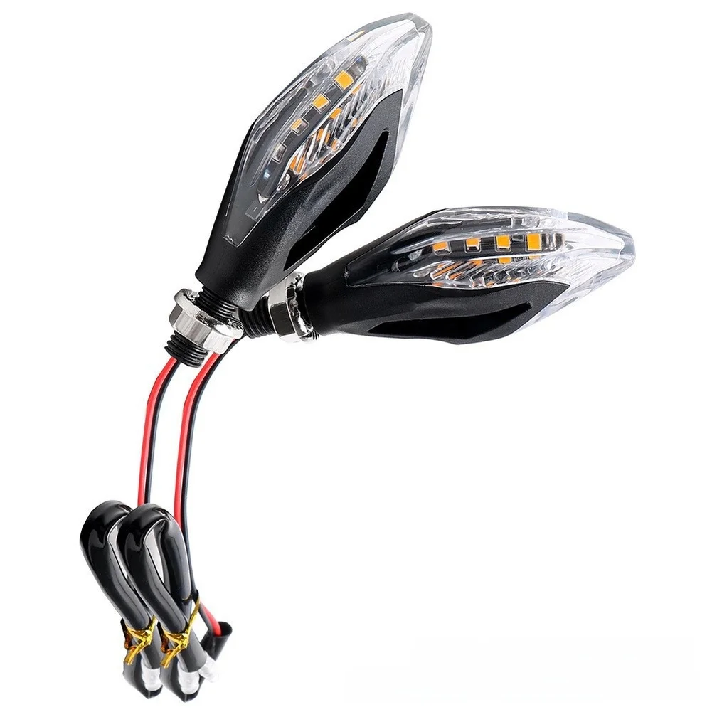 

LED Motorcycle Turn Signal Lights Black Pair 12V Compatible Fits For Dirt Bikes Scooters and Various Motorcycle Types
