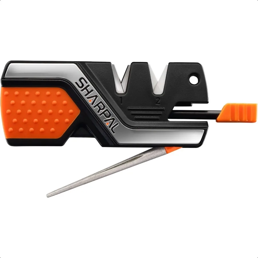 Afilador de cuchillos de bolsillo 101N 6 en 1, herramienta de supervivencia, varilla de afilado de diamante, arrancador de fuego, varilla de Ferro, silbato, afilado recto segurado