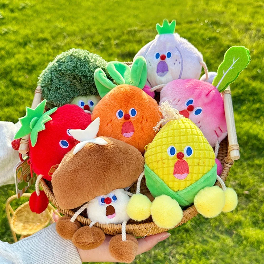 Scream Expression Vegetable Plush Coin Purse Cartoon Colorful Vegetable Plush Earphone Bag Soft Fun Plush Vegetable Corn Bag