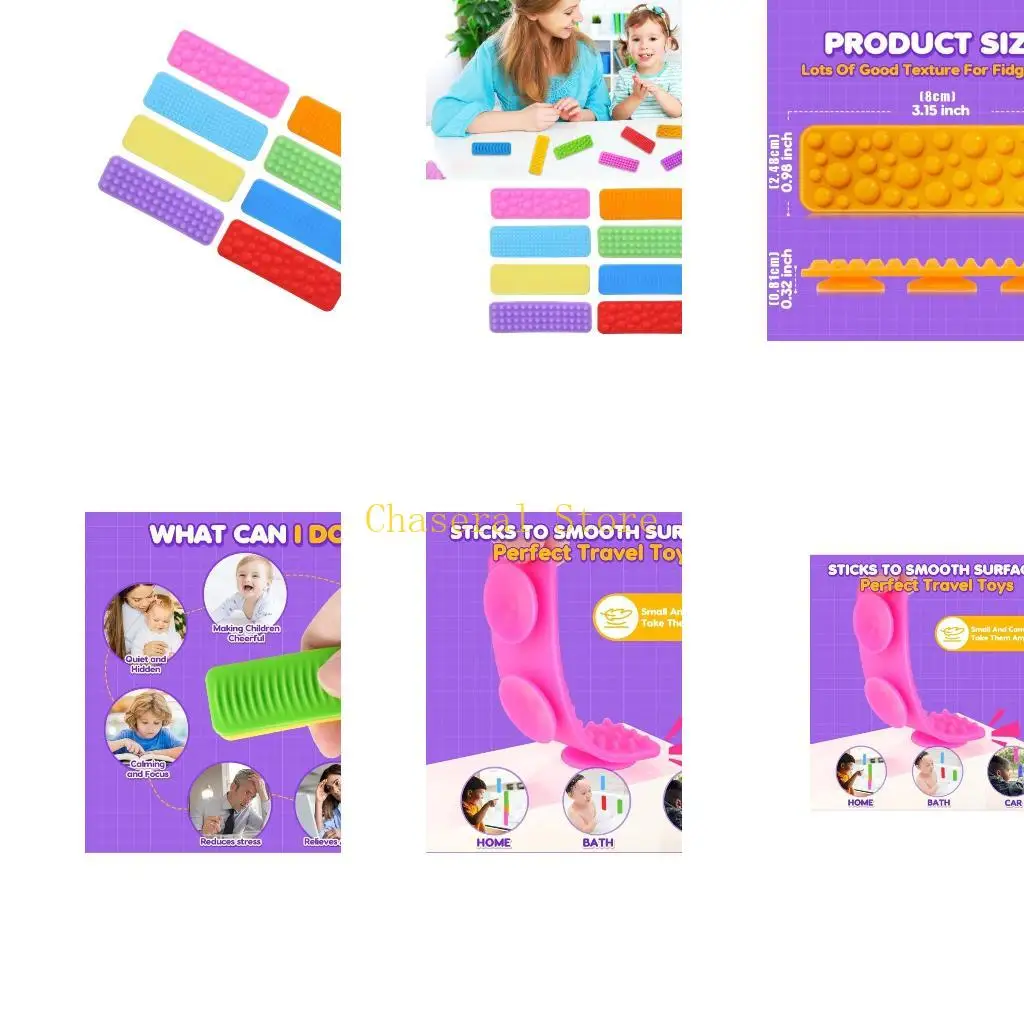 

E7CE, 8 упаковок, сенсорный текстурированный коврик для детей, текстурированный коврик для беспокойства, игрушка для снижения и