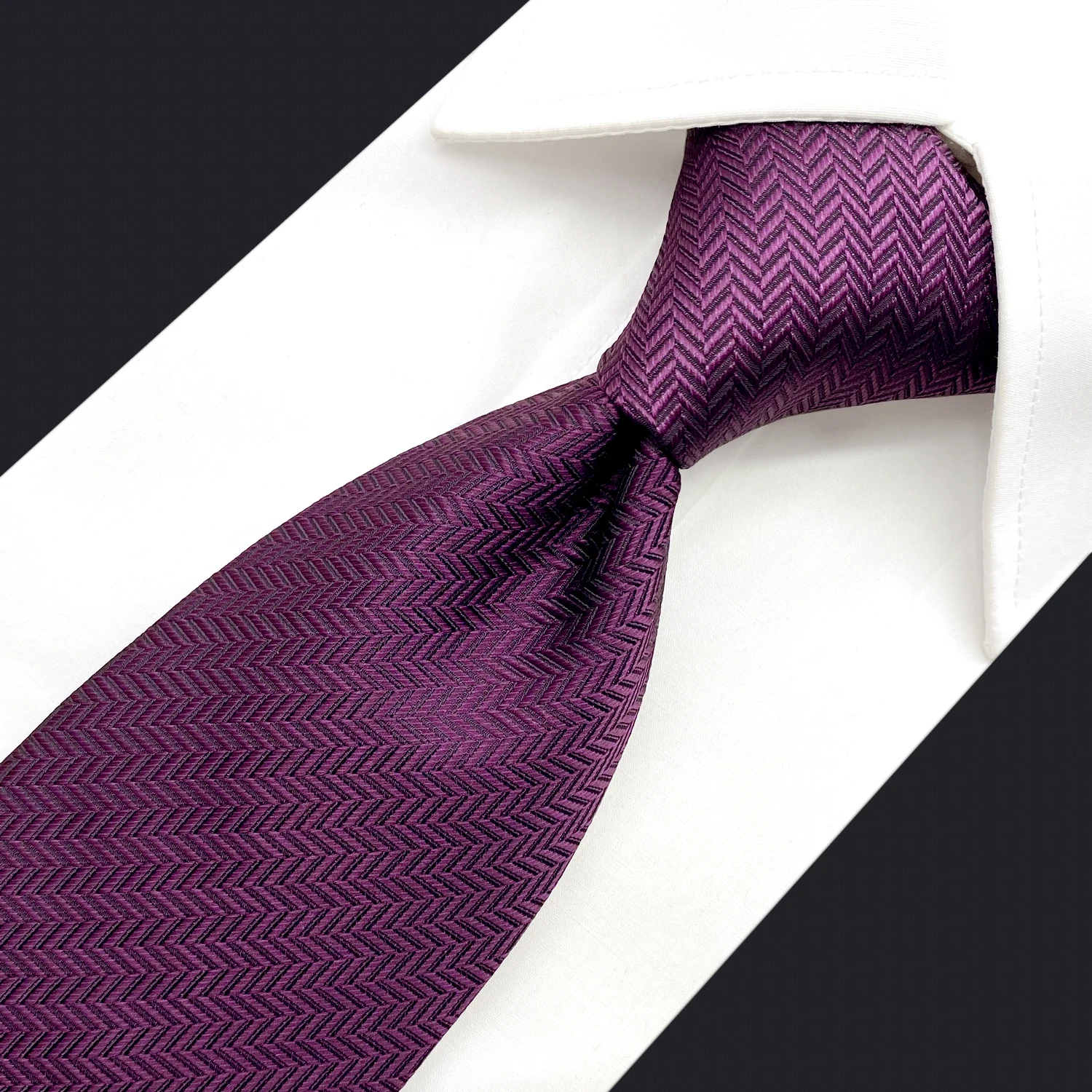 C11 Purple Solid Silk Mens Necktie Set Wedding Classic Ties for Male Dress Accessory Hanky Extra Long Size