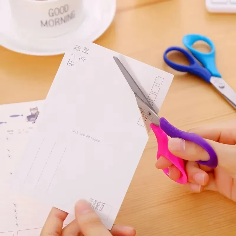 5 قطع من مقص السلامة برأس مستدير كرتوني للأطفال مع أدوات مكتبية يدوية لقطع الورق لرياض الأطفال #5