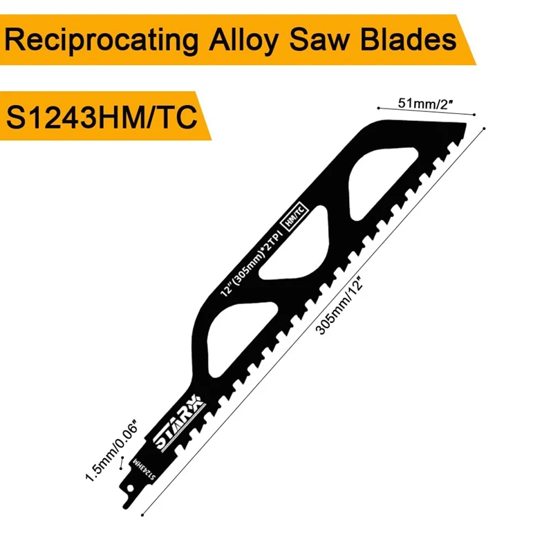 Reciprocating Saw Blade Carbide Tungsten Carbide Saw Blade For Cutting Porous Concrete, Fibre Cement