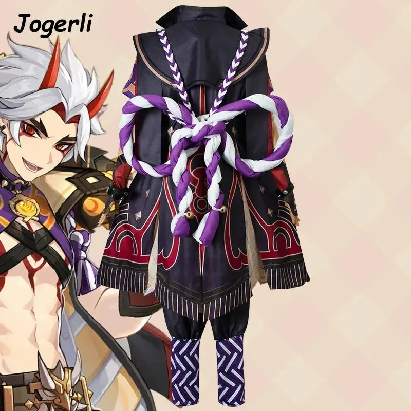 أزياء Jogerli Game Genshin Impact Arataki Itto التأثيرية Cos Hanamizaka Heroics بدلة عرض الأدوار للحفلات شعر مستعار؛ 3، c'5.b؛ 8'