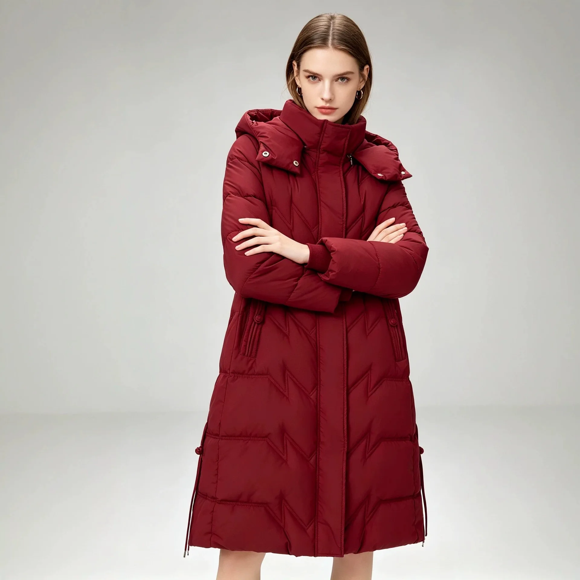 Women's Longline Hooded Padded Coat Thickened Fleece Lined Winter Outerwear Trendy Fashion Elegant Warm Soft Classic New Coats