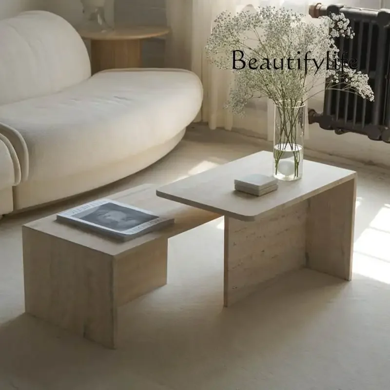 Nordic Entry Lux Style Natural Marble Tea Table Modern Simple Home Living Room Combination Side Table