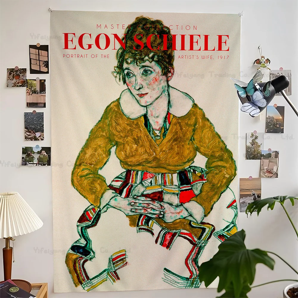 

Egon Schiele Body Color Delineation Sketch Figure Anime Tapestry Hanging Tarot Hippie Wall Rugs Dorm Wall Hanging Sheets