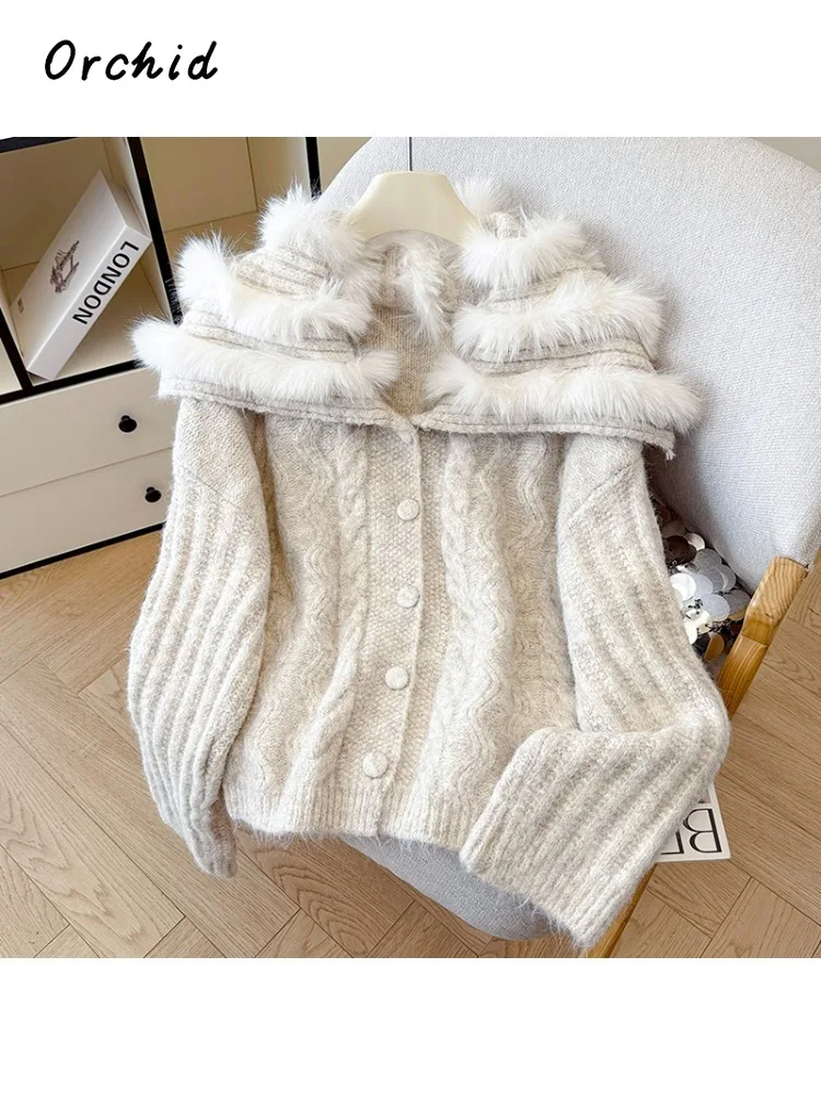 2025 Winter Gyaru Casual Tassels Knitting Long Sleeve Sheath Cardigans Women Hotsweet Single Breasted Ladies Sexy Warm Sweater