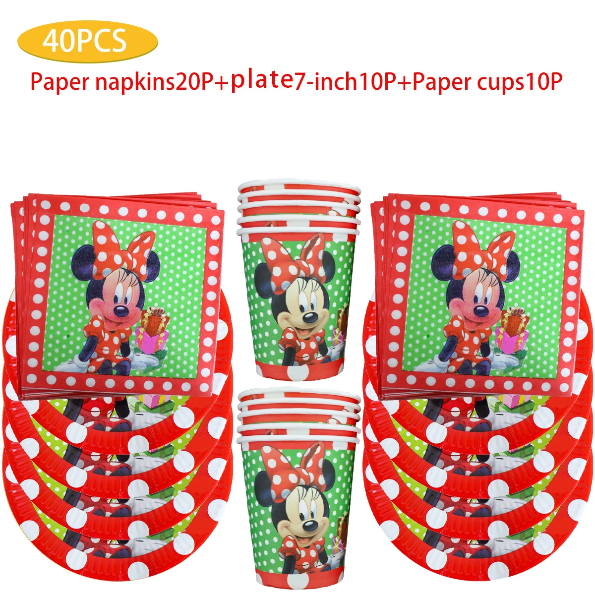 

Disney Red Minnie Theme Happy Birthday ecorat decoration Shower Disposable Tableware Napkin Cup Plate Set Party Decorations