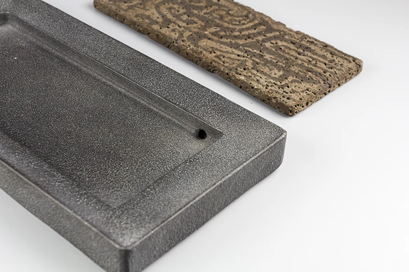 Steintee-Tablett, handgeschnitzt, chinesisches Phönixmuster, rechteckiges Tee-Set-Tablett, orientalische Dekoration für Zuhause und Büro, Geschenk, 30 x 15 cm – Detail 6