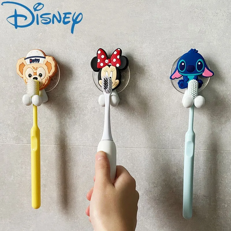 Disney Mickey Mouse Stitch kids Toothbrush Holder Minnie Mouse Anime Figure Cartoon Wall Mounted Shelf Kitchen Bathroom Toys