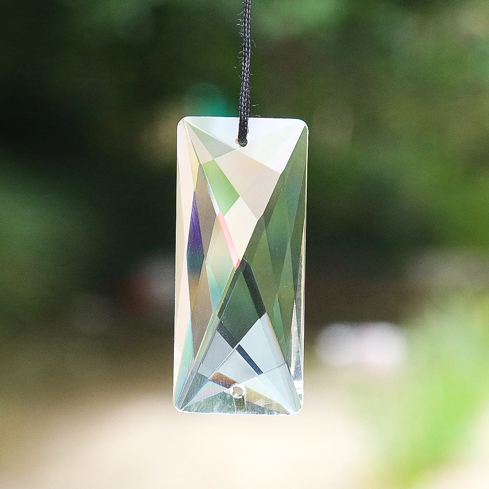 5PCS 50mm Rectangle Transparent Crystals Pendants Chandelier Glass Crystals Lamp Prisms Hanging Ornament Parts Drops 2 Holes