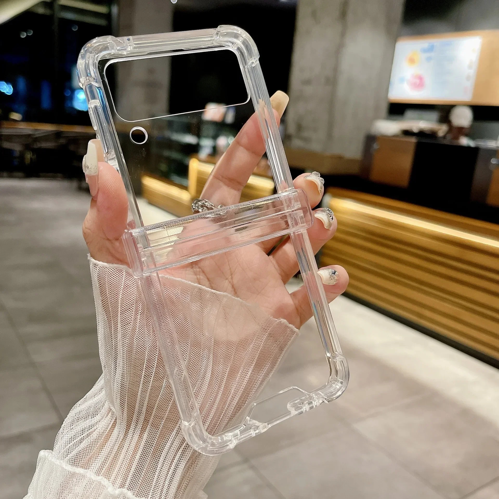 เคสโทรศัพท์ป้องกันบานพับสำหรับ Samsung Galaxy Z Z flip 6 5 4 3 Flip6 Flip5 Flip3 Flip4พลาสติกแข็งฝาครอบใส