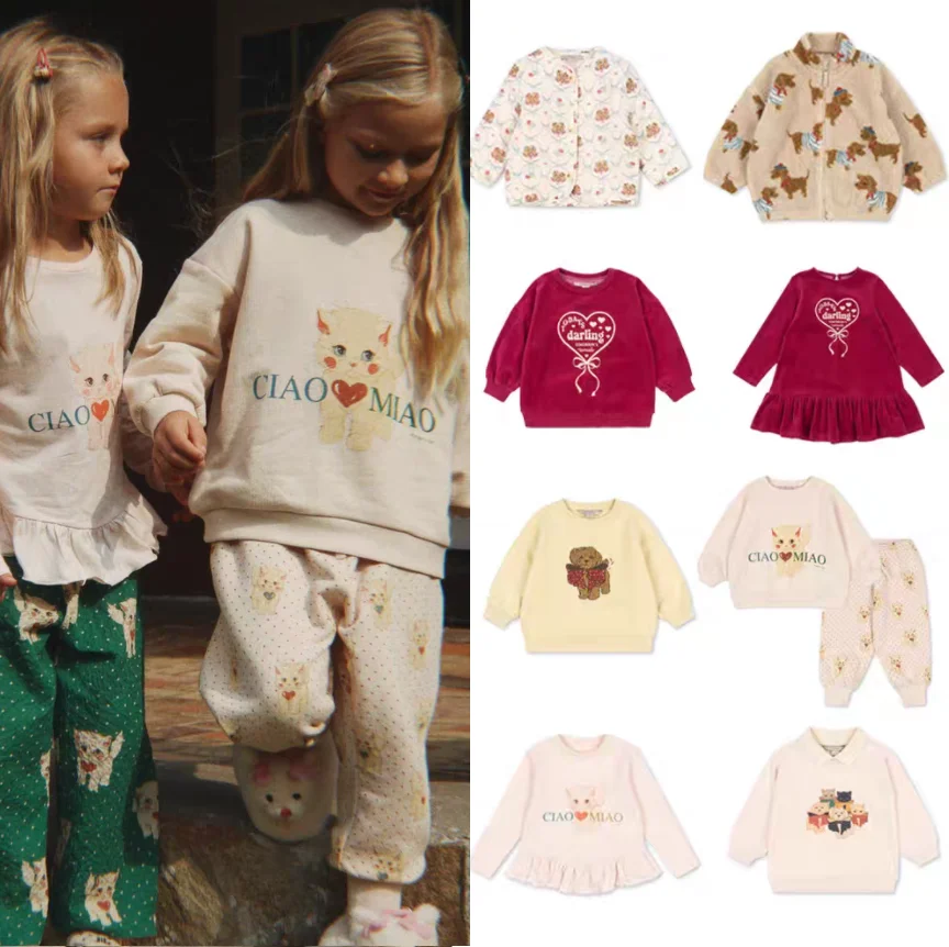 

Children's Sweatshirts 2025 Winter New Arrival Cartoon Thickened Warm Boys' Girls' Jacket Pure Cotton Fleece-Lined Girls' Dress