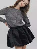 Lautaro Spring Summer Sweet Cute Soft Shiny Satin Mini Bud Skirt Women with Shorts High Waist  Short Luxury Designer Clothes - Image 4
