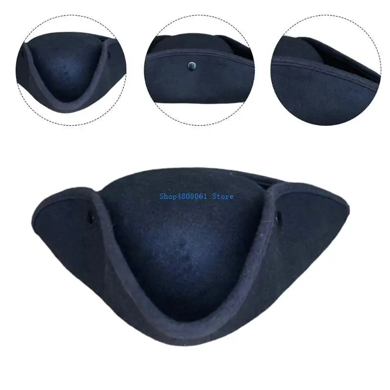 T3LC عرض مسرحي قبعة قرصان للحفلات التنكرية لينة تريكورن قبعة الهالوين موضوع حفلة جاهزة قبعة دور اللعب زي القراصنة قبعة #5