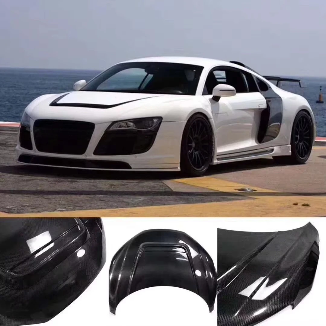 P Style Carbon Fiber Car Engine Hood for Audi R8 V8 V10 2010-2015 Bonnet
