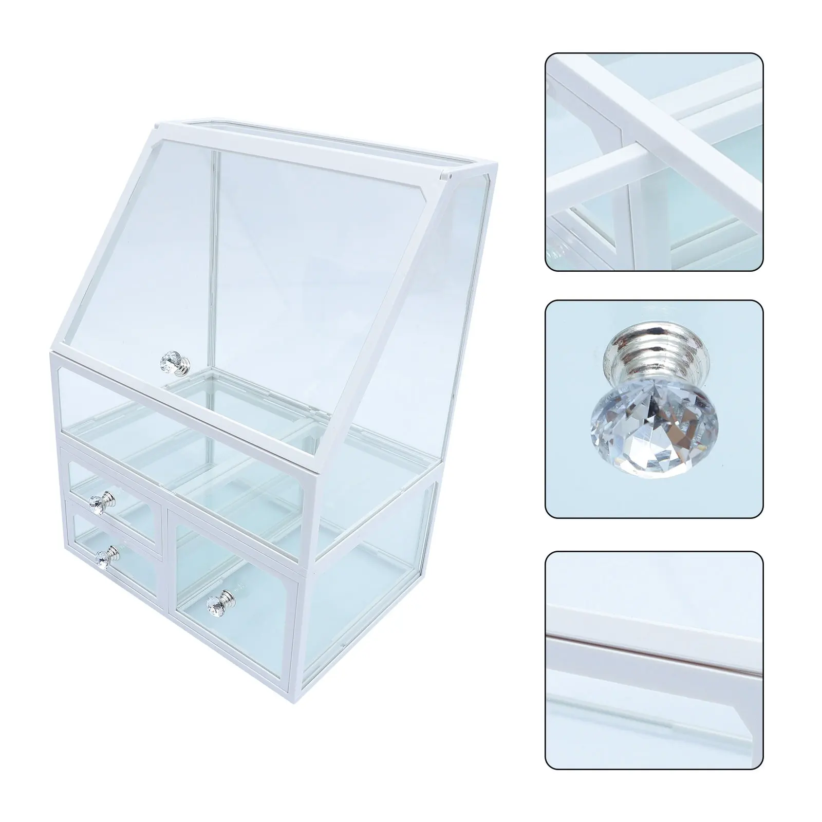 

Органайзер для косметики большой вместимости, коробка для хранения косметики, подставка для помады, тонального крема, кистей, органайзер для туалетного столика