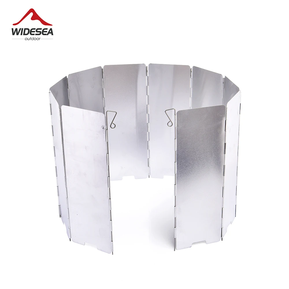 Widesea Camping Stove Windshield Aluminum Windproof Foldable and Removable Wind Deflector Outdoor Picnic Gas Burner Supplies Box