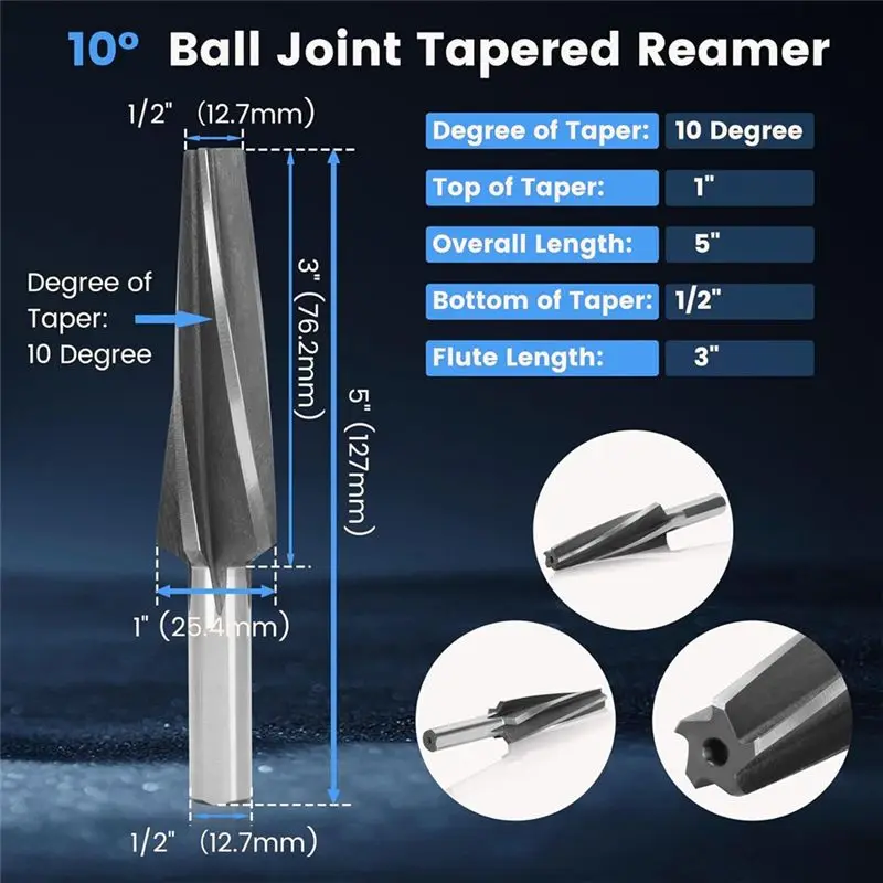 

Высокоточная коническая развертка Happy Too.10 Degree Ball Joint Tapered Reamer: высокая твердость, износостойкость, прочность, достаточная пластичность.