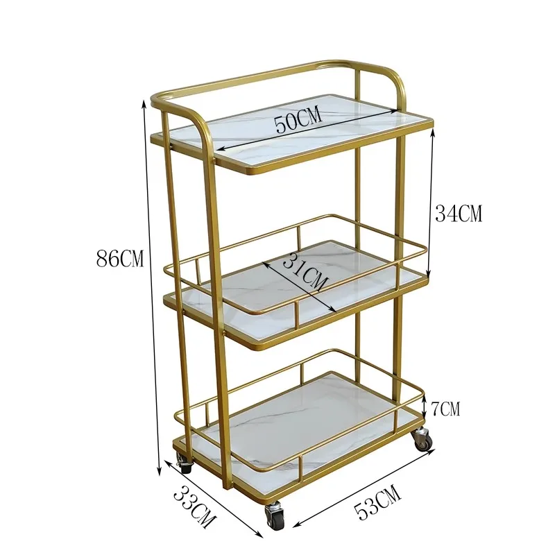 Beauty instrument Iron Strorage trolley with drawer and wheel, small trolley for beauty salon, mobile trolley, metal shelf