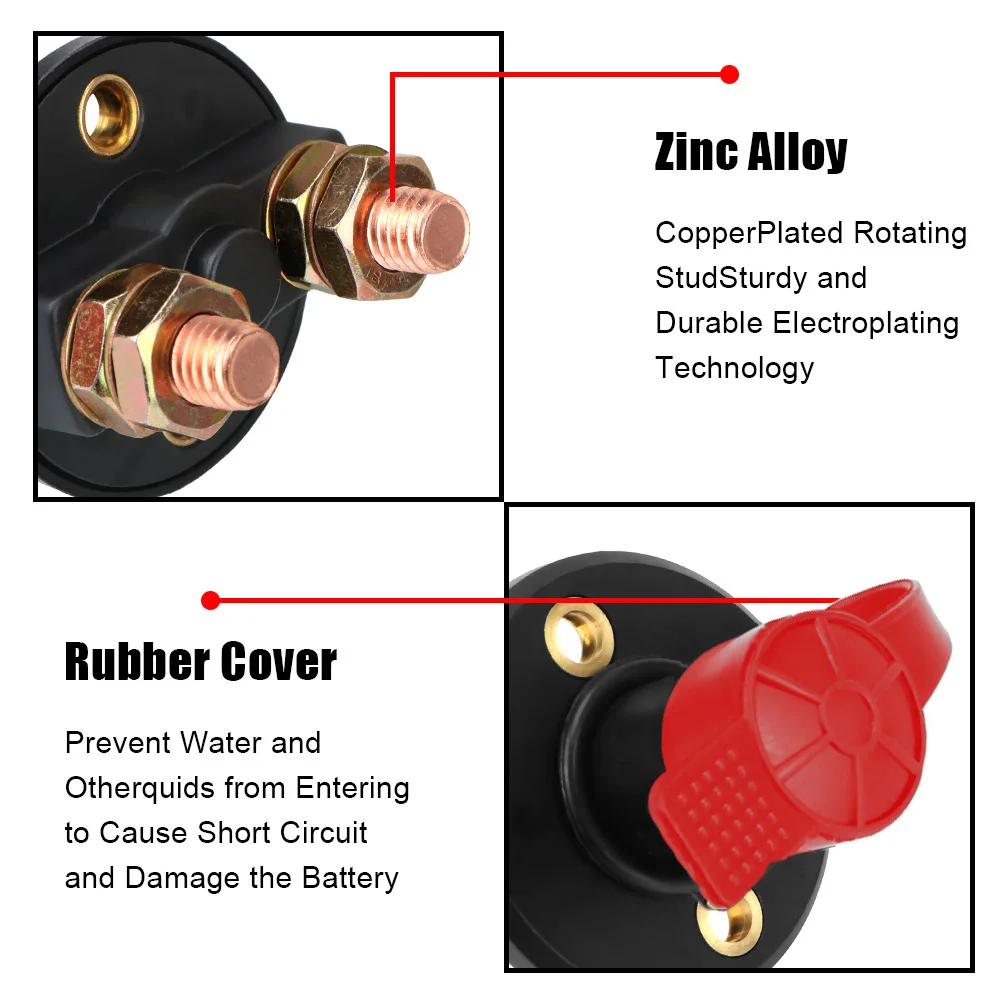 12V 24V Car Power Switch Red Key Cut Off Battery Main Cut Off Kill Switch Vehicle Car Modified Isolator Disconnector