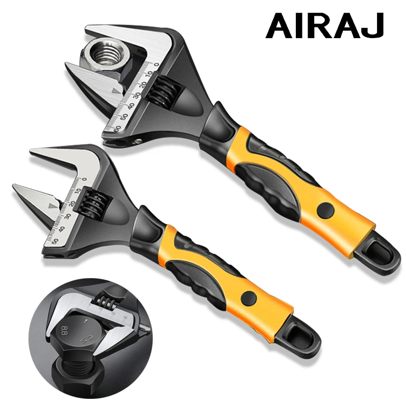 AIRAJ Adjustable Wrenches Set, Shifter Movable Spanners Set Adjustable Wrench Tools Kit with Rubber Grip (6/ 8/ 10/12 IN)