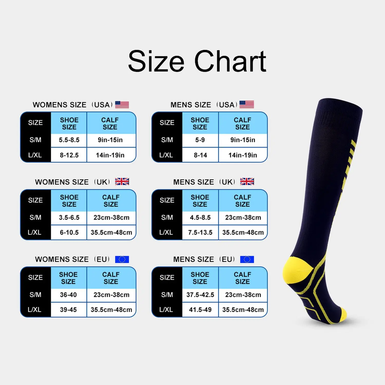 4 Pairs/Pack Compression Socks High Sports Socks for Women Men Running Hiking 20-30mmHg Edema Diabetes Varicose Veins Socks