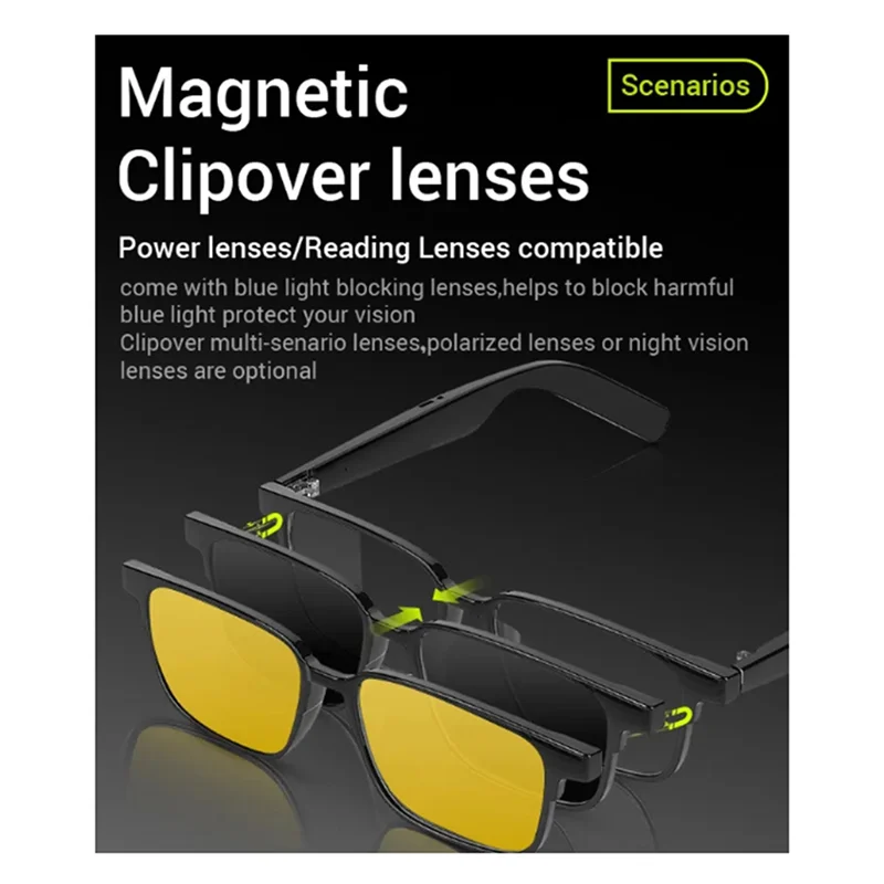 Солнцезащитные очки с интеллектуальным переводом AI, очки для перевода, Bluetooth-аудио-очки, наушники-перевод, упаковка 1 в 3, X64A