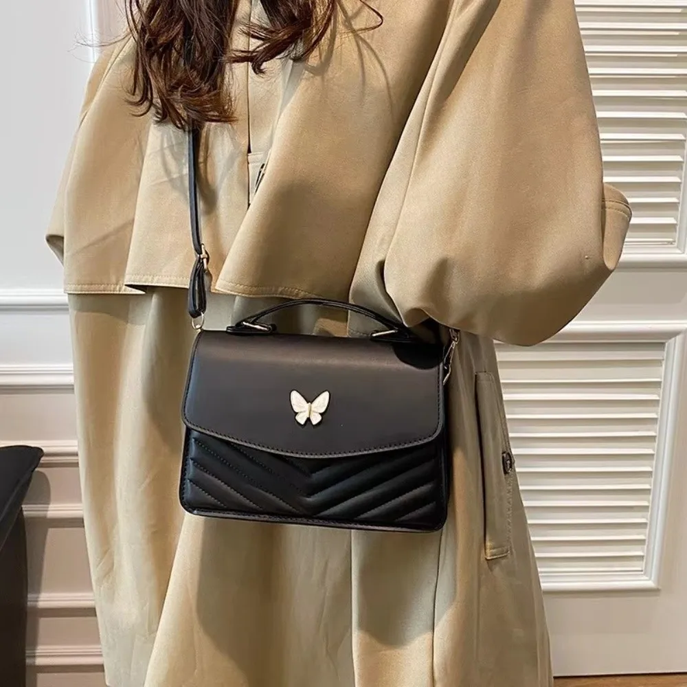 

Casual Pure Color Women's Handbag PU Large Capacity Square Bag Stitching Handbag