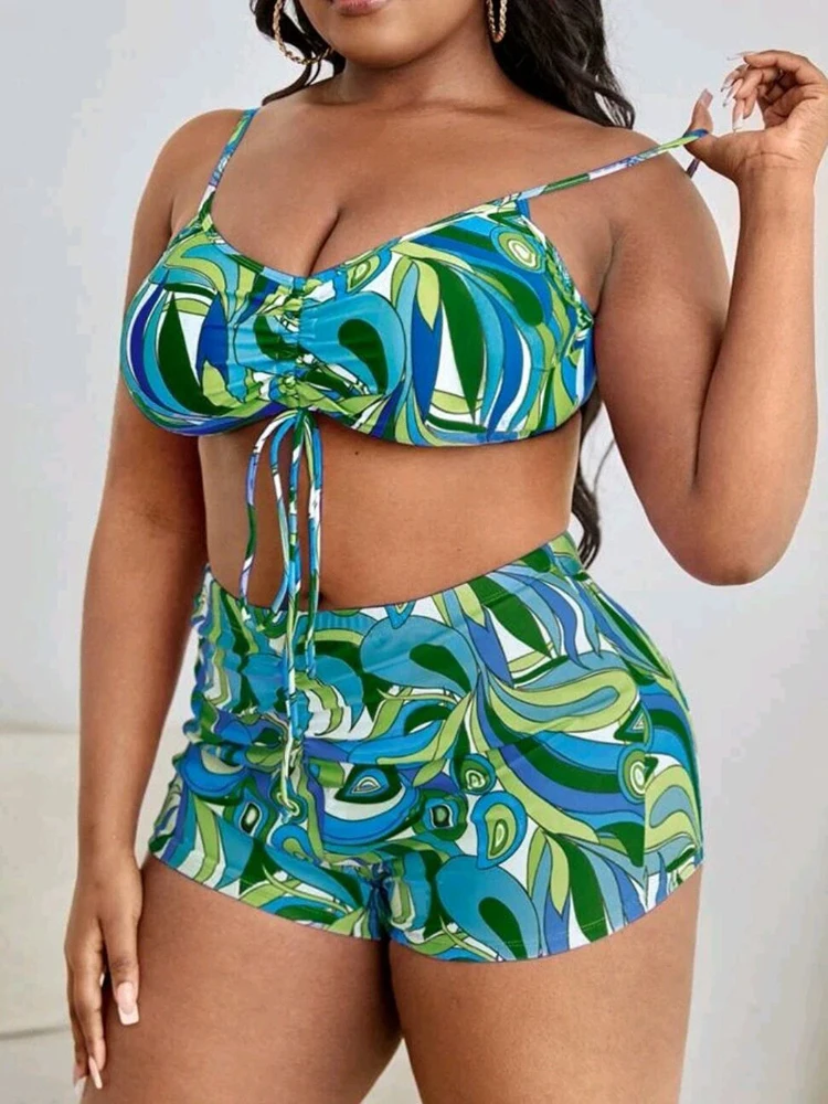 2023 New Plus Size Swimwear for Women Swimsuit Large Bathing Suits Three-Piece Push Up Bikini Set Sexy Separate Stylish