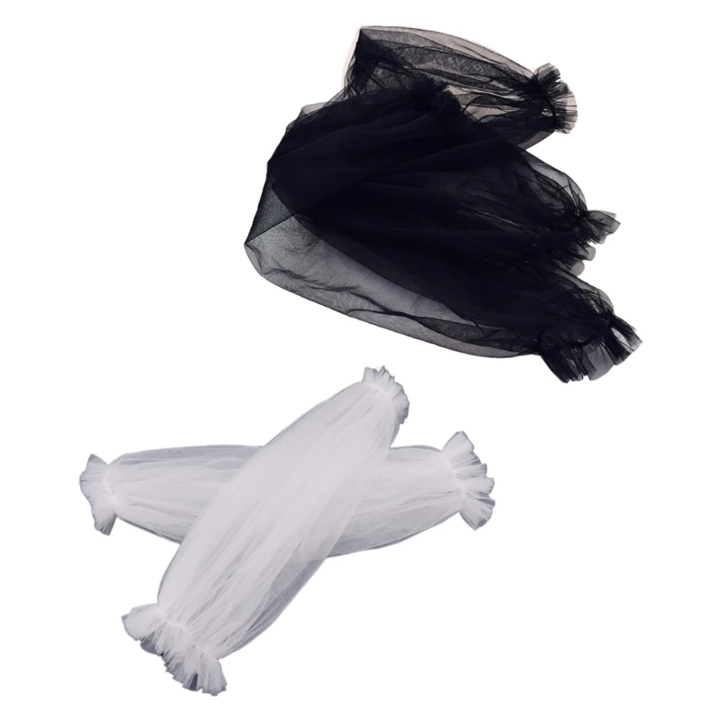 

A2ES Detachable Elastic Sleeves Bride Wedding Arm Cover Decorate White Black Ruffle Puff Sleeve for Bridal Accessories Gloves